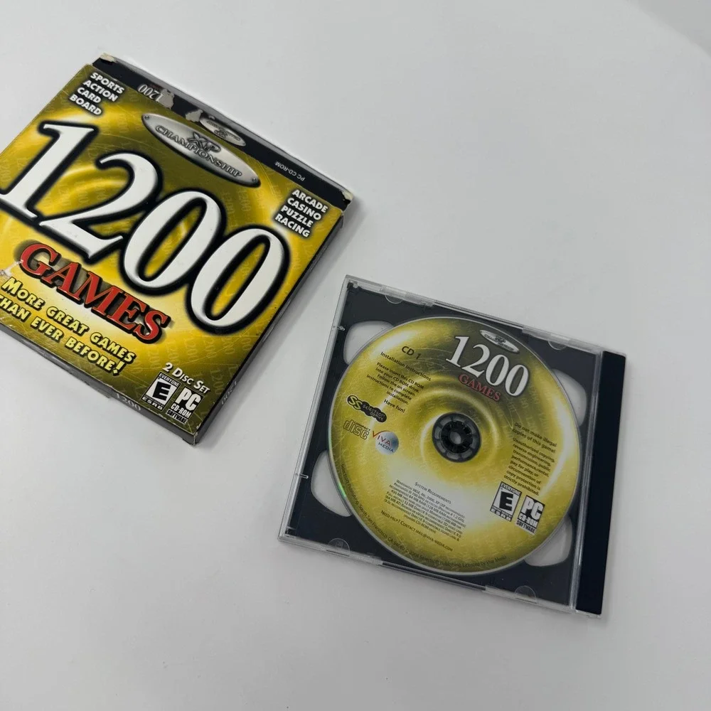 1200 Games PC Computer Game 2 Disc XP Championship Arcade Casino Puzzle Sports